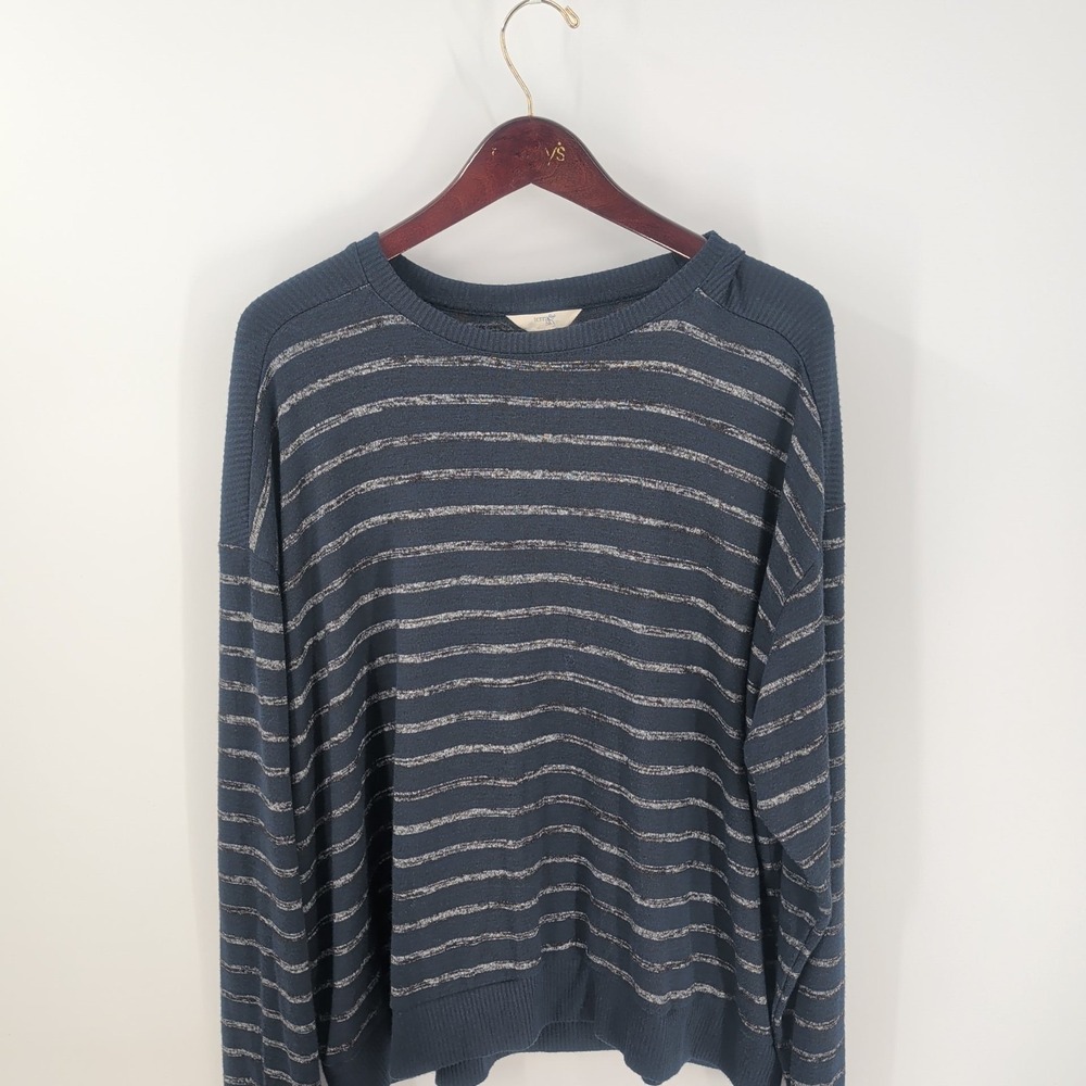 Vintage Terra & Sky Striped Crew‎ Neck Pullover Sweater Dark Blue Gray Size 2X